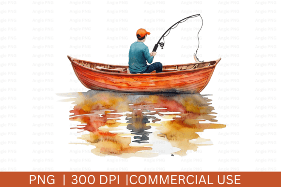 Bring Dad's Hobby to Life with a Watercolor Fishing PNG