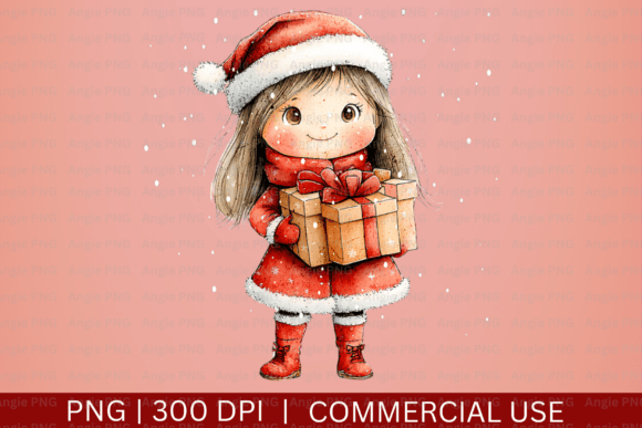 Christmas Kawaii Chibi Girl PNG Clipart for Festive Designs