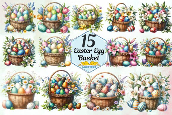 Easter Egg Basket Sublimation Clipart: A Spring Design Staple