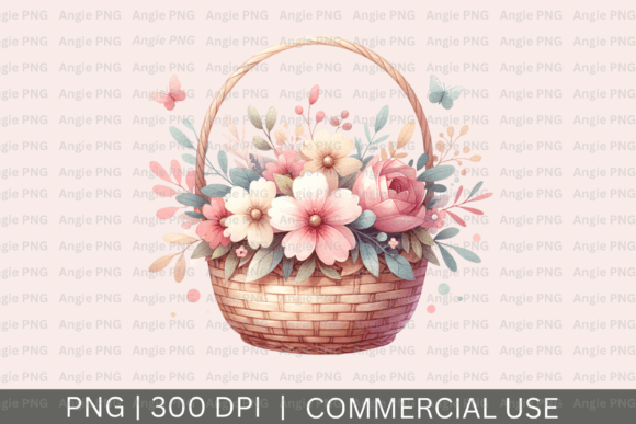 Elevate Your Spring Projects with Pastel Easter Basket Flowers PNG