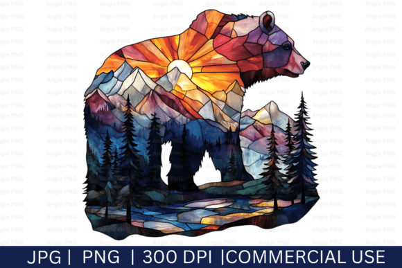 Stained Glass Bear PNG Clipart: A Designer's Asset
