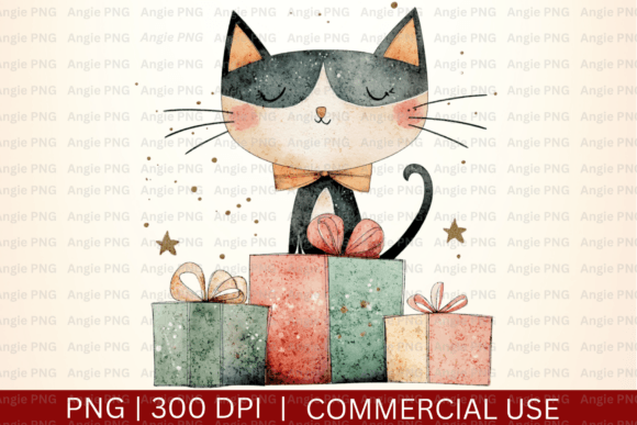 Whimsical Christmas Cat PNG: A Festive Design Asset