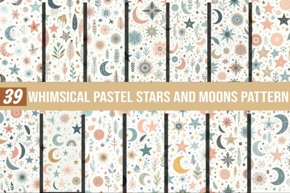 Whimsical Pastel Stars and Moons: A Dreamy Pattern for Creative Projects